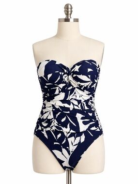 Anne Cole Midnight Blue and White Floral Swimsuit